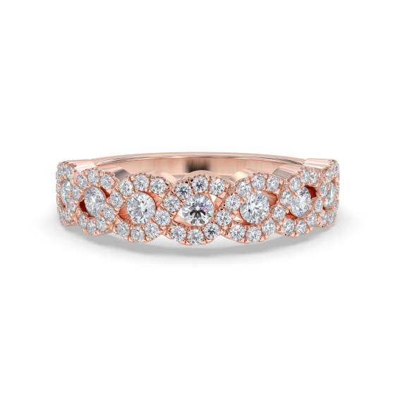 Elegant Round Diamond Cross Over Dress Ring