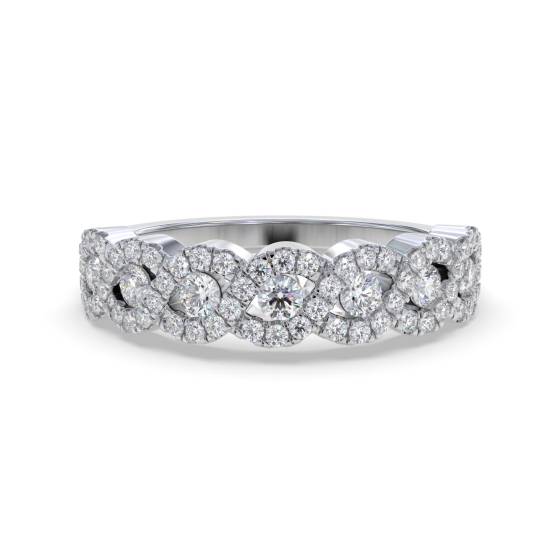 Elegant Round Diamond Cross Over Dress Ring