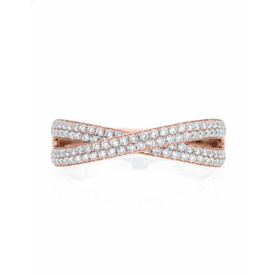 Elegant Round Diamond Cross Over Dress Ring