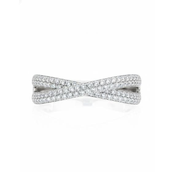 Elegant Round Diamond Cross Over Dress Ring