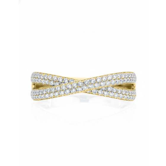 Elegant Round Diamond Cross Over Dress Ring