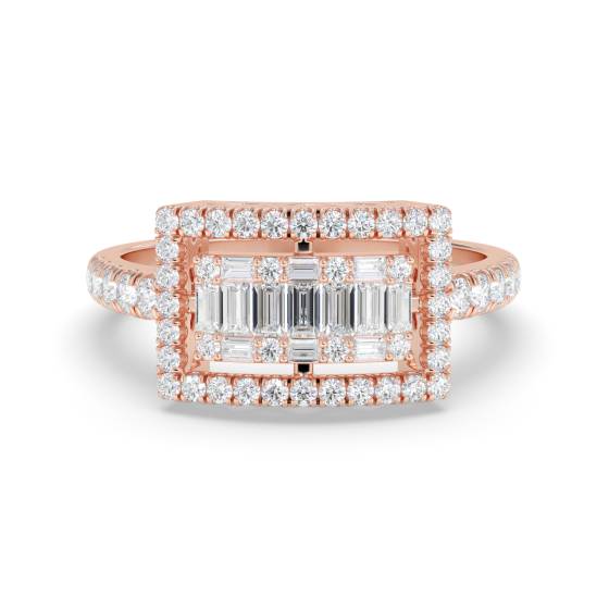 Round and Baguette Cluster Ring