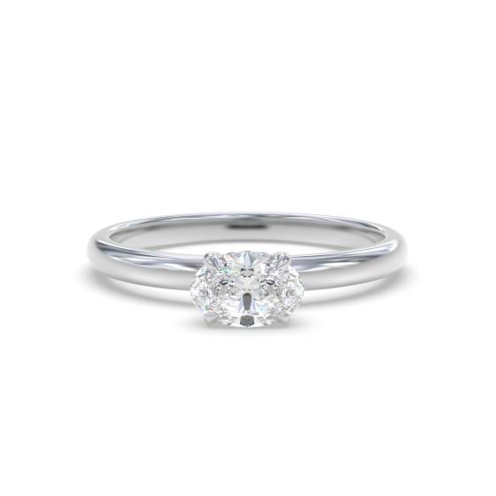 Four Claw Oval East to West Hidden Halo Shoulder Set Ring