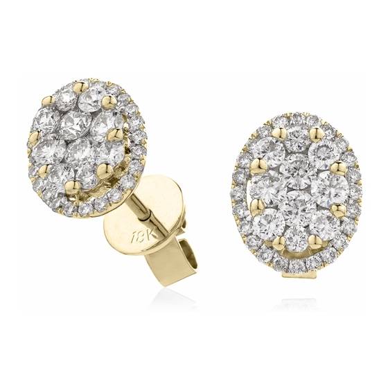 Classic Round Diamond Cluster Earrings