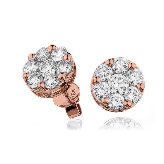Classic Round Diamond Cluster Earrings