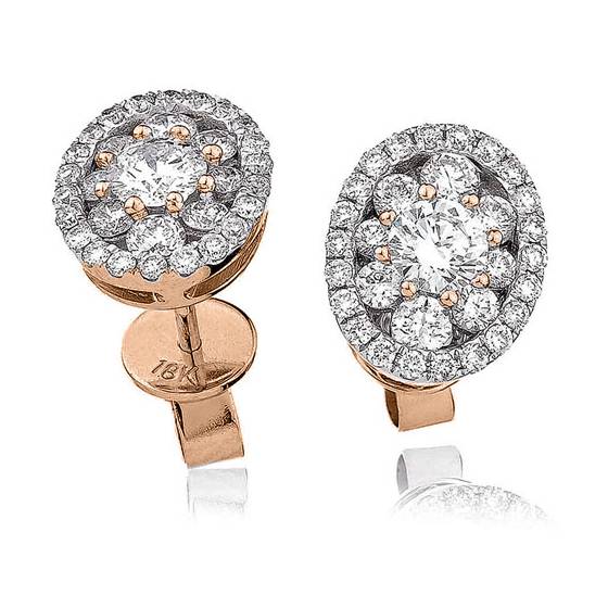 Classic Round Diamond Cluster Earrings