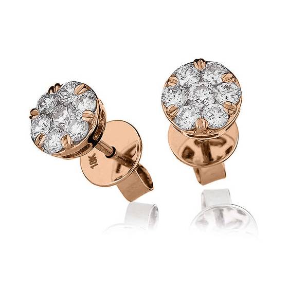Classic Round Diamond Cluster Earrings