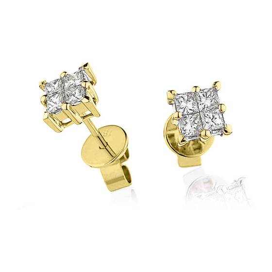 Classic Round Diamond Cluster Earrings
