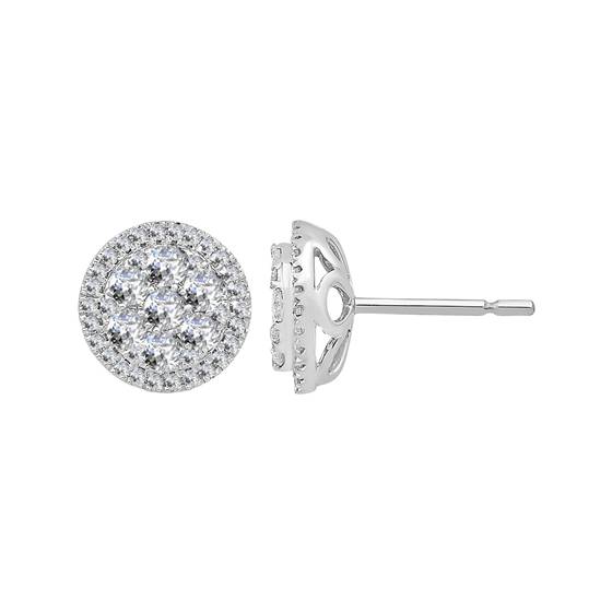 Classic Round Diamond Cluster Earrings
