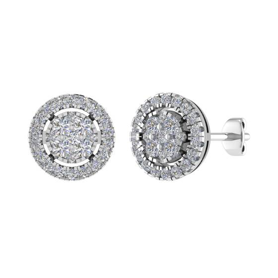 Classic Round Diamond Cluster Earrings