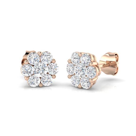 Classic Round Diamond Cluster Earrings