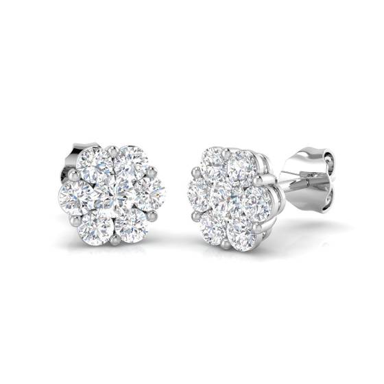 Classic Round Diamond Cluster Earrings