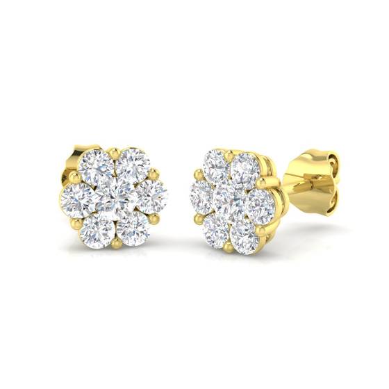 Classic Round Diamond Cluster Earrings