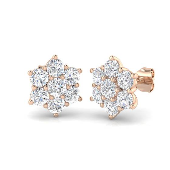 Classic Round Diamond Cluster Earrings