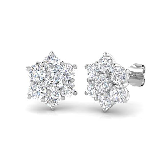 Classic Round Diamond Cluster Earrings