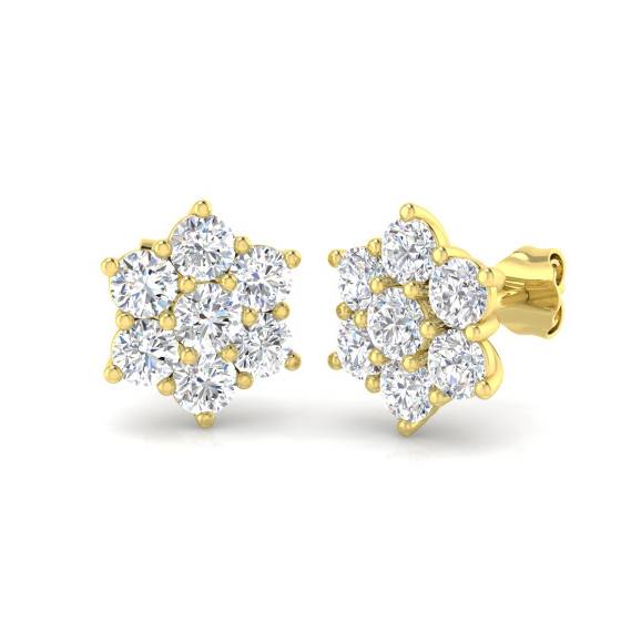 Classic Round Diamond Cluster Earrings