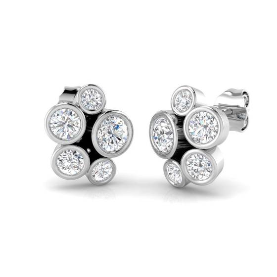 Classic Round Diamond Cluster Earrings