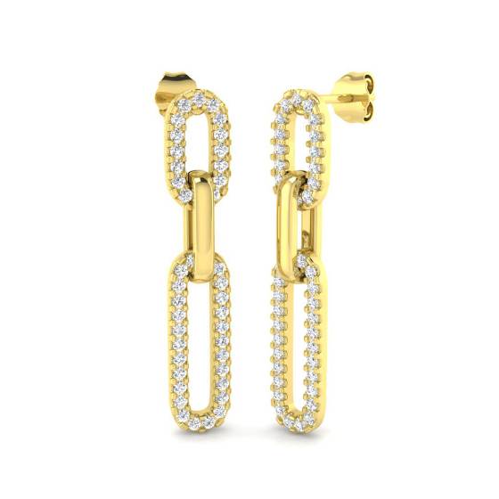 Round Diamond Paper Clip Earrings