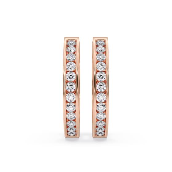 Modern Round Diamond Hoop Earrings