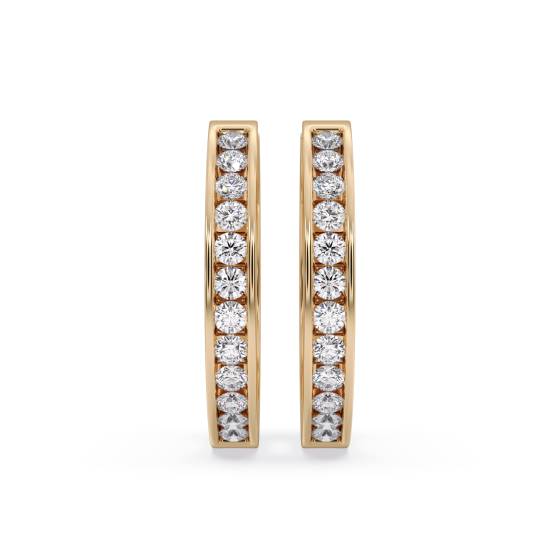 Modern Round Diamond Hoop Earrings