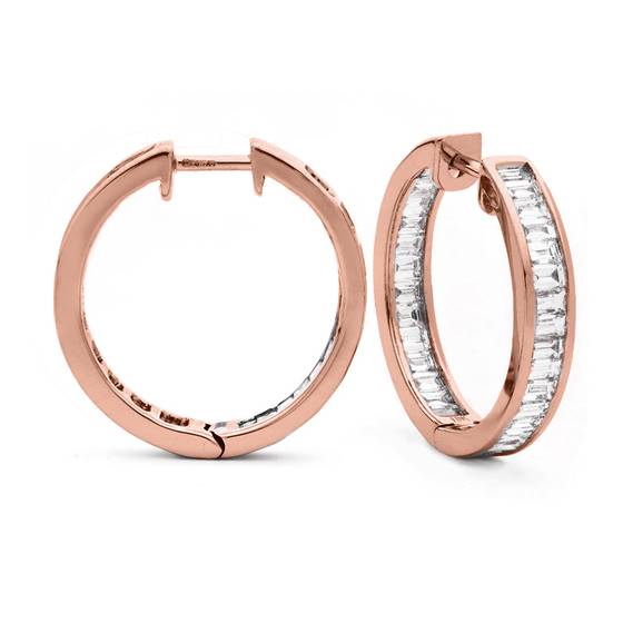 Modern Baguette Diamond Hoop Earrings