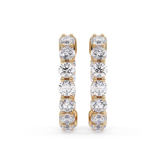 Modern Round Diamond Hoop Earrings
