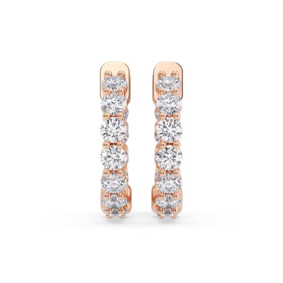 Modern Round Diamond Hoop Earrings