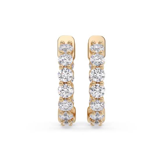 Modern Round Diamond Hoop Earrings