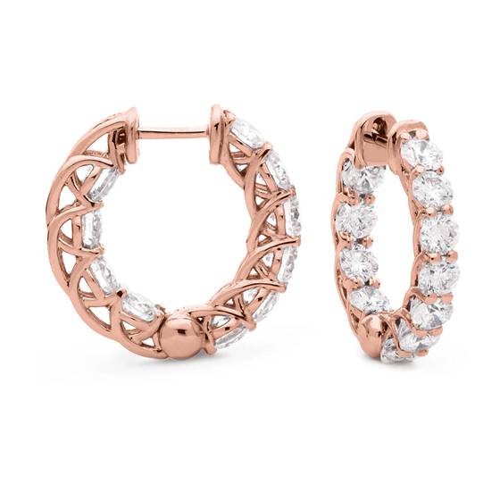 Modern Round Diamond Hoop Earrings