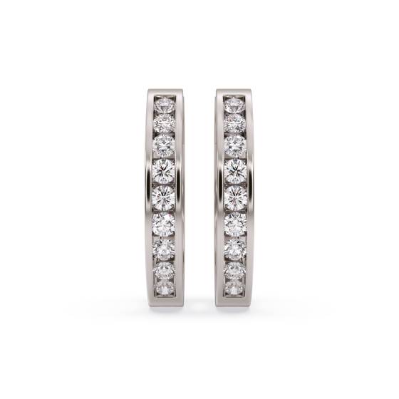 Modern Round Diamond Hoop Earrings
