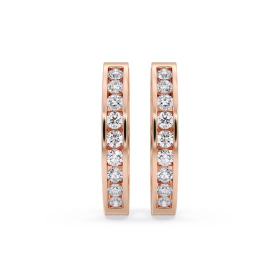 Modern Round Diamond Hoop Earrings