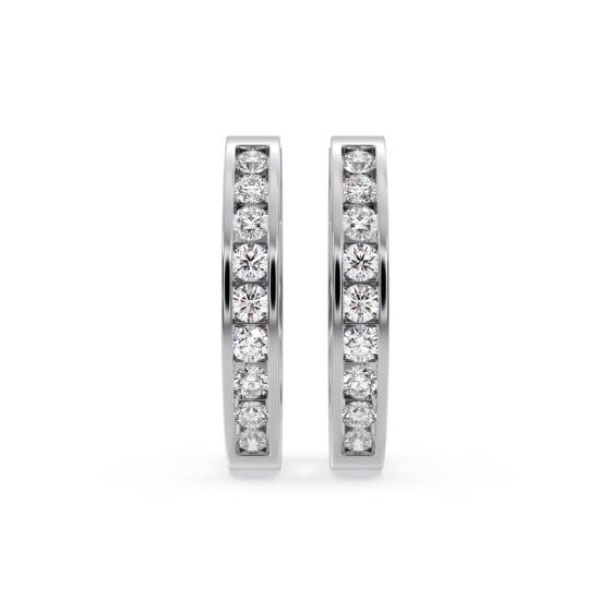 Modern Round Diamond Hoop Earrings