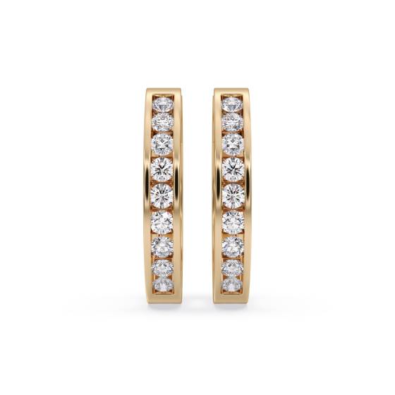 Modern Round Diamond Hoop Earrings