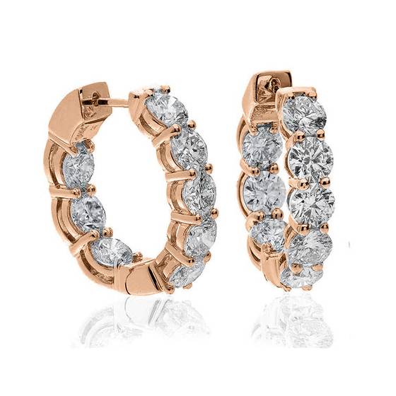 Modern Round Diamond Hoop Earrings