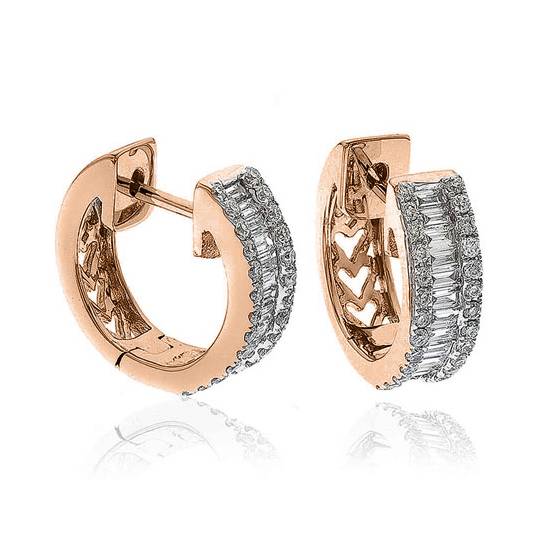 Modern Round Diamond Hoop Earrings