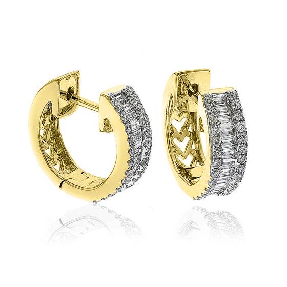 Modern Round Diamond Hoop Earrings