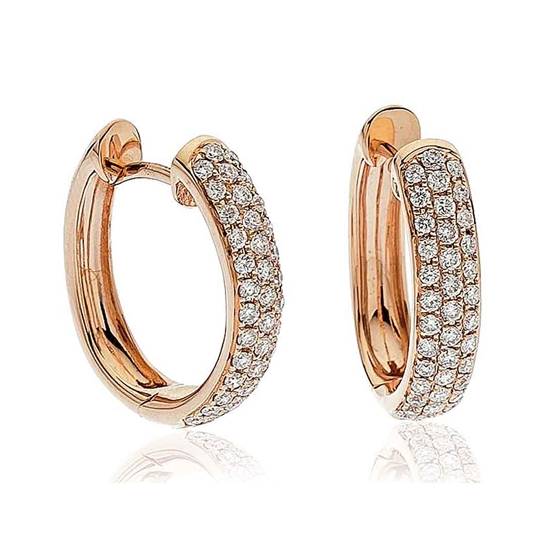 Modern Round Diamond Hoop Earrings