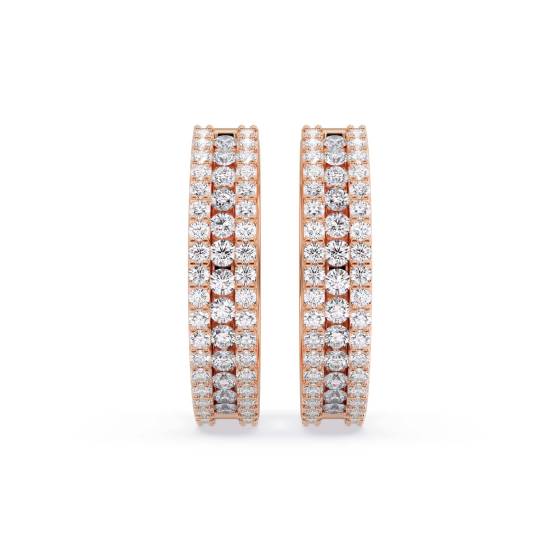 Modern Round Diamond Hoop Earrings