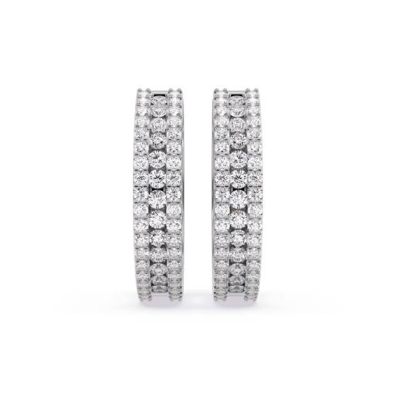 Modern Round Diamond Hoop Earrings