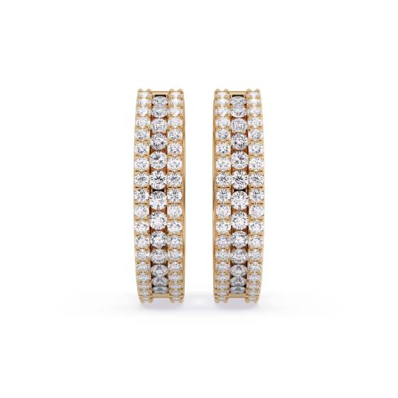 Modern Round Diamond Hoop Earrings