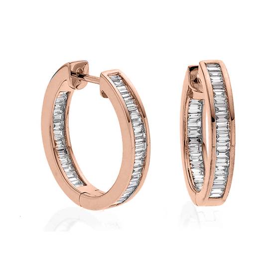 Modern Round Diamond Hoop Earrings