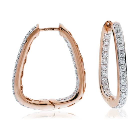 Modern Round Diamond Hoop Earrings