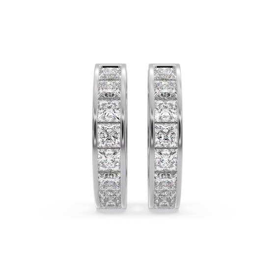 Modern Round Diamond Hoop Earrings