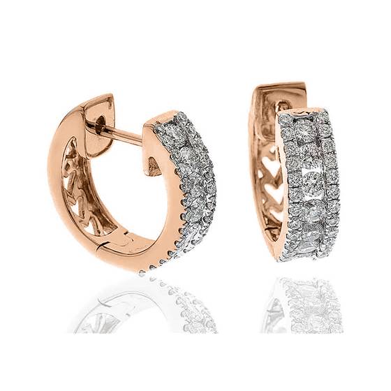Modern Round Diamond Hoop Earrings