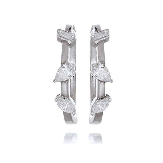 Modern Round Diamond Hoop Earrings