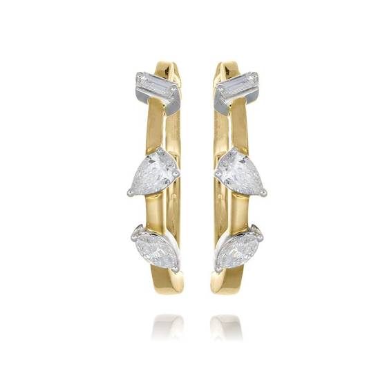 Modern Round Diamond Hoop Earrings