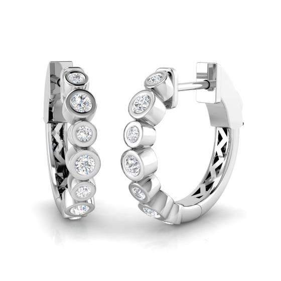 Modern Round Diamond Hoop Earrings