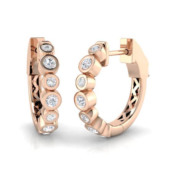 Modern Round Diamond Hoop Earrings