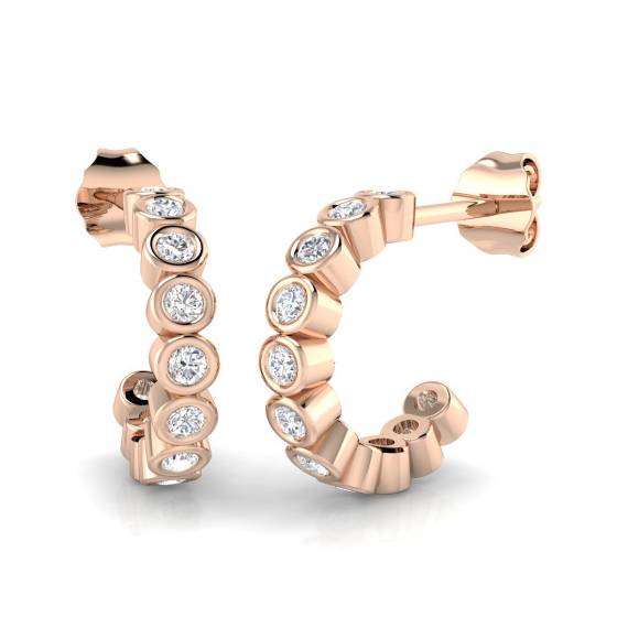 Modern Round Diamond Hoop Earrings