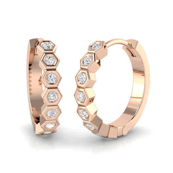 Modern Round Diamond Hoop Earrings